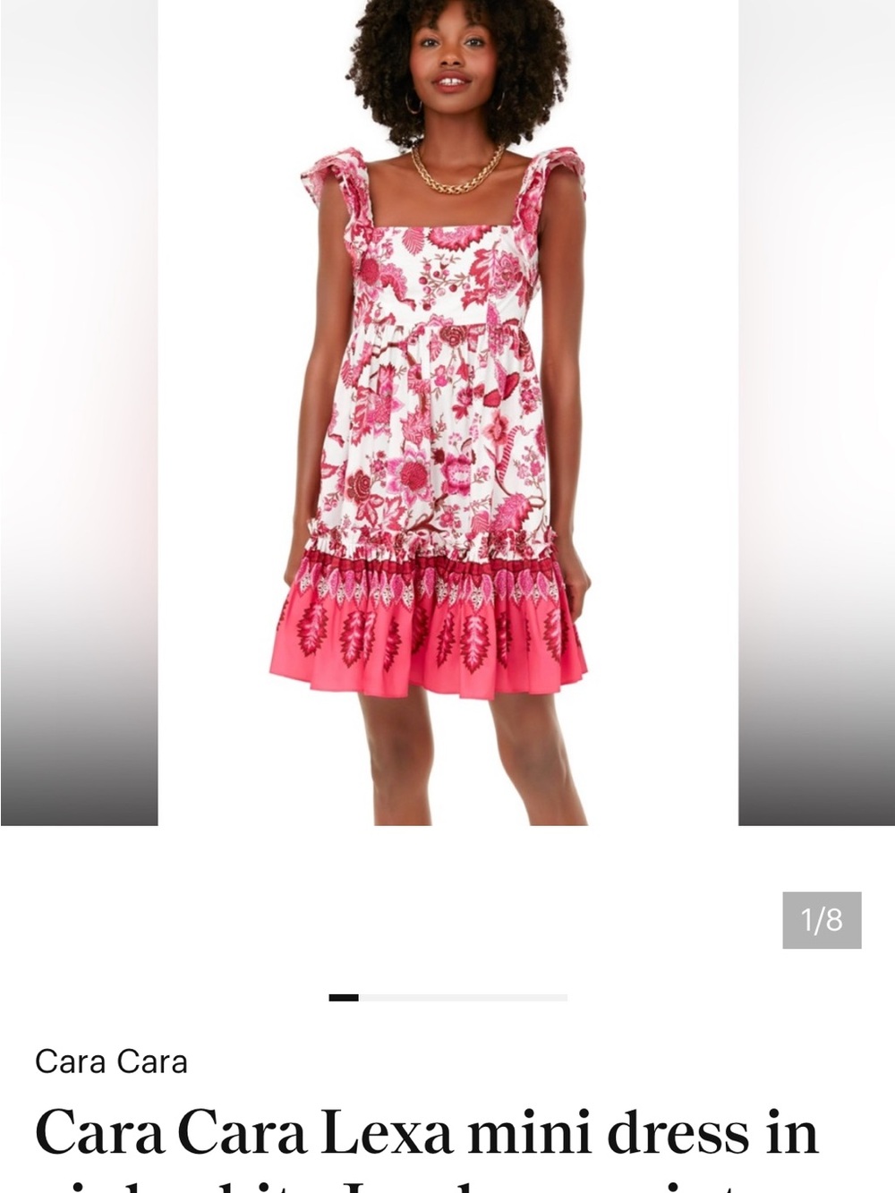 Cara Cara Lexa mini dress in pink and white Jacobean print